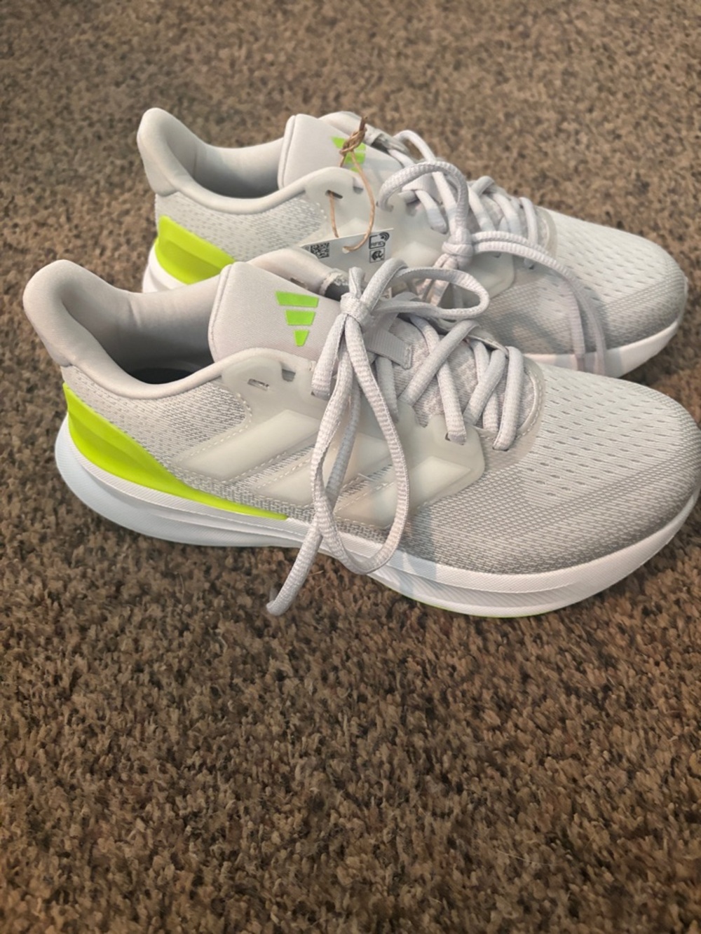 adidas Kids White and Neon Yellow Sneakers
